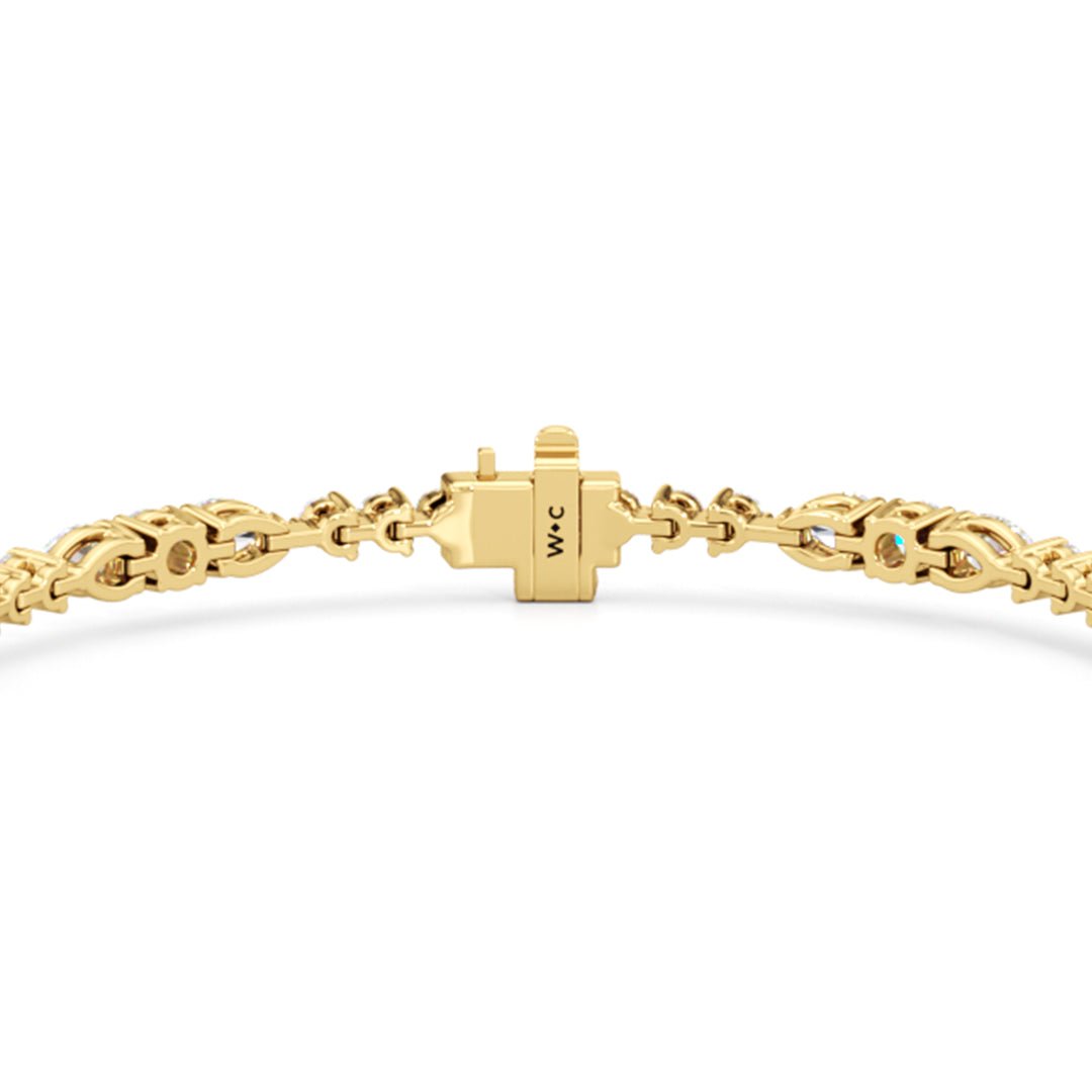 Pear and Round Sequenced Three Prong Tennis Bracelet - Lotus Diamond