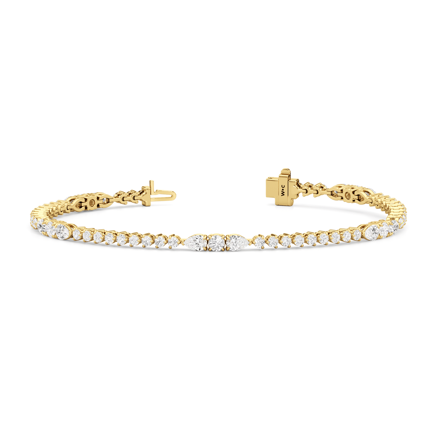 Pear and Round Sequenced Three Prong Tennis Bracelet - Lotus Diamond