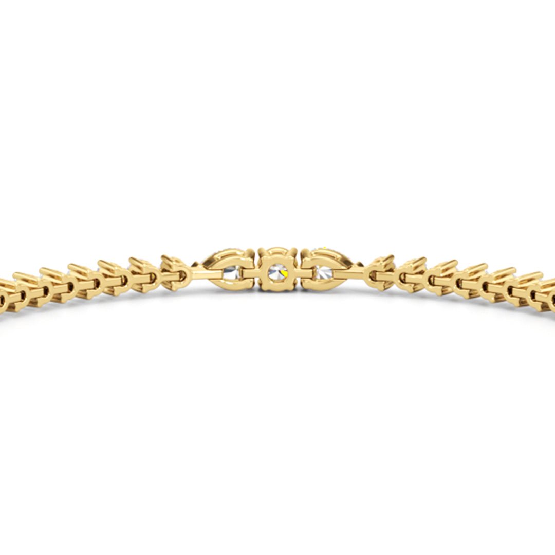 Pear and Round Sequenced Three Prong Tennis Bracelet - Lotus Diamond