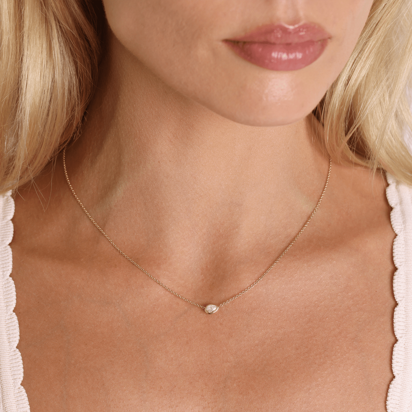 Pear Diamond Solitaire Necklace - Lotus Diamond