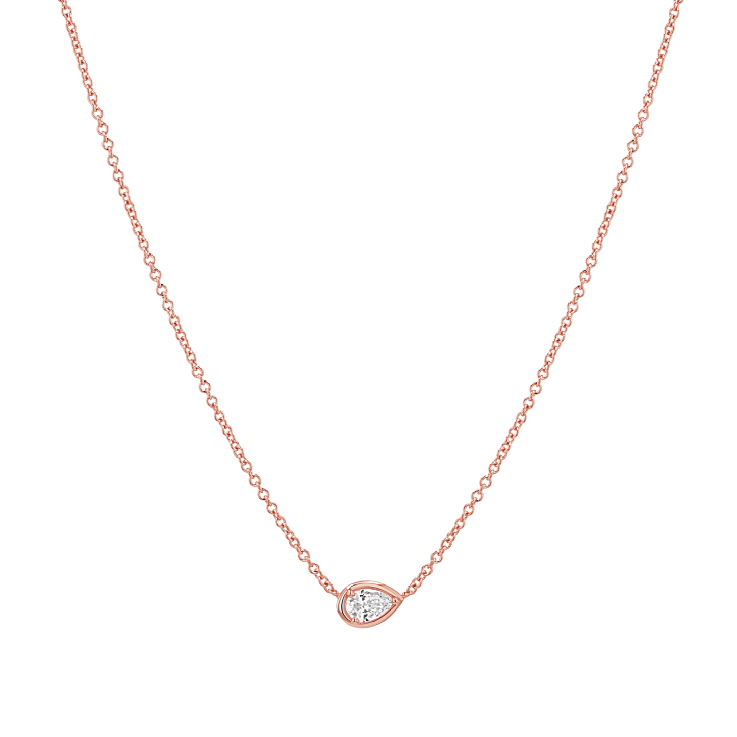 Pear Diamond Solitaire Necklace - Lotus Diamond
