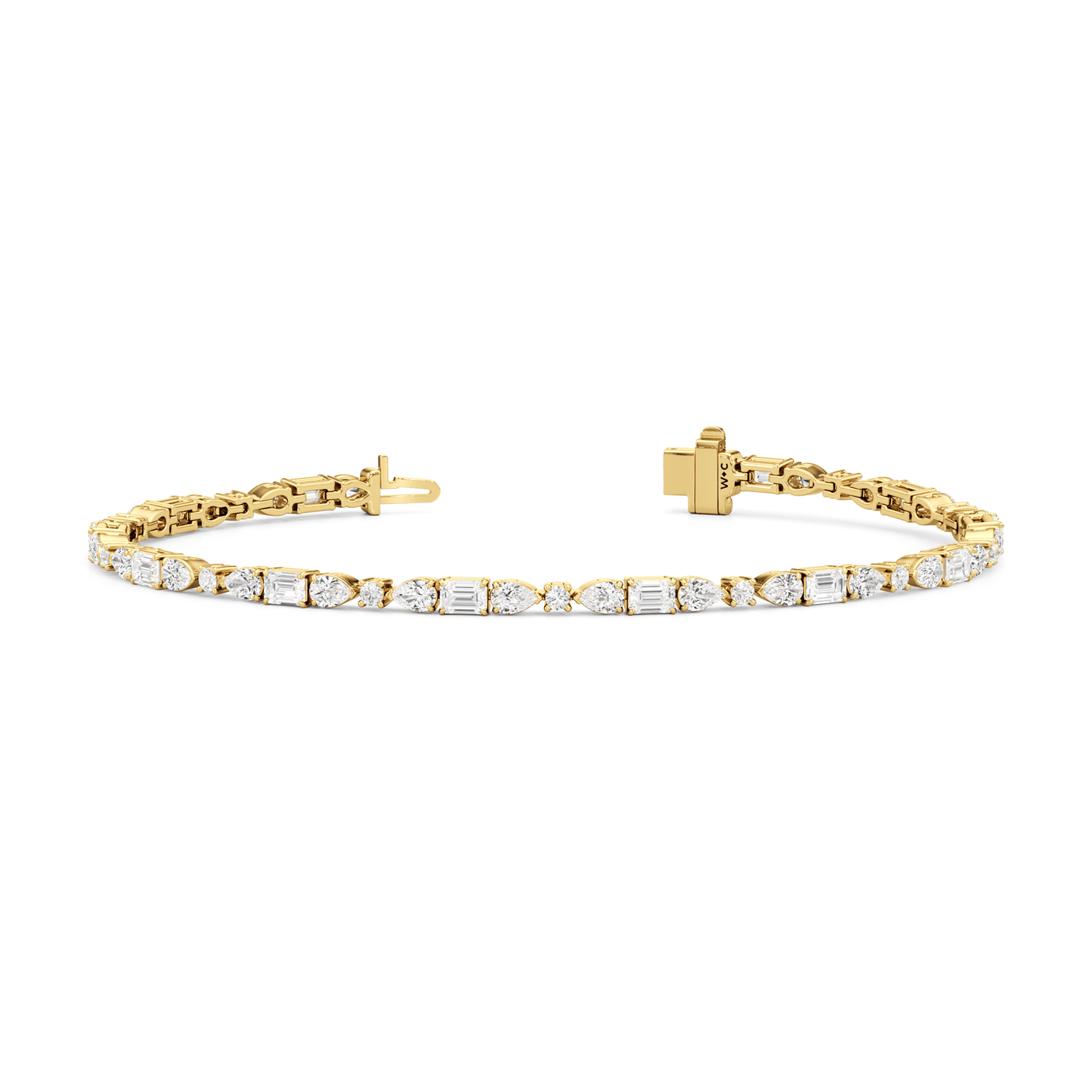 Pear, Emerald and Oval Linear Tennis Bracelet - Lotus Diamond