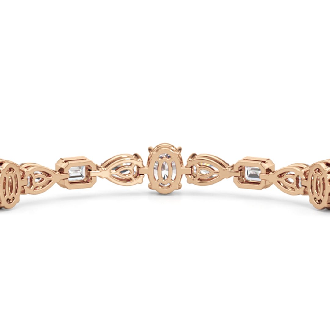 Pear Oval Sequenced with Bezeled Emerald Tennis Bracelet - Lotus Diamond