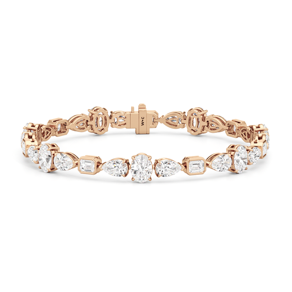 Pear Oval Sequenced with Bezeled Emerald Tennis Bracelet - Lotus Diamond