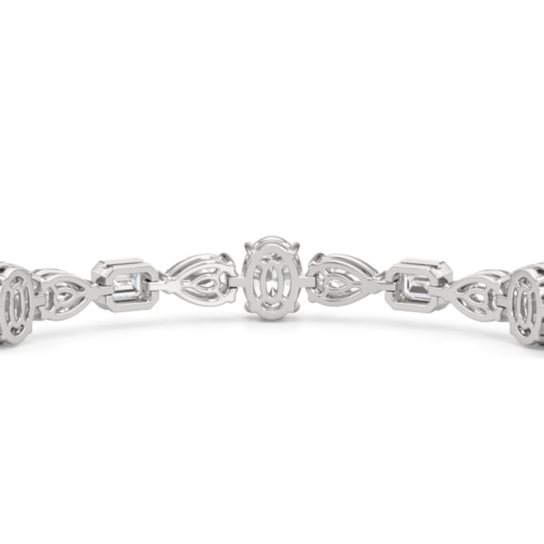 Pear Oval Sequenced with Bezeled Emerald Tennis Bracelet - Lotus Diamond