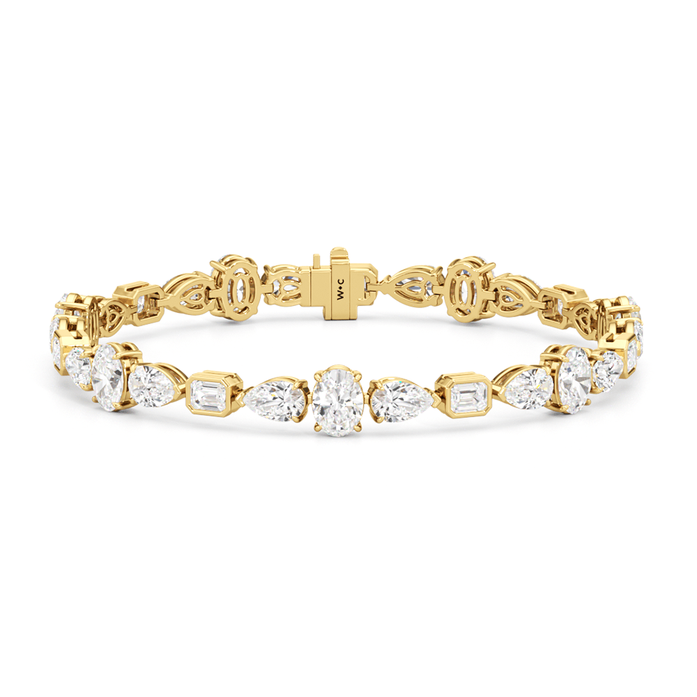 Pear Oval Sequenced with Bezeled Emerald Tennis Bracelet - Lotus Diamond