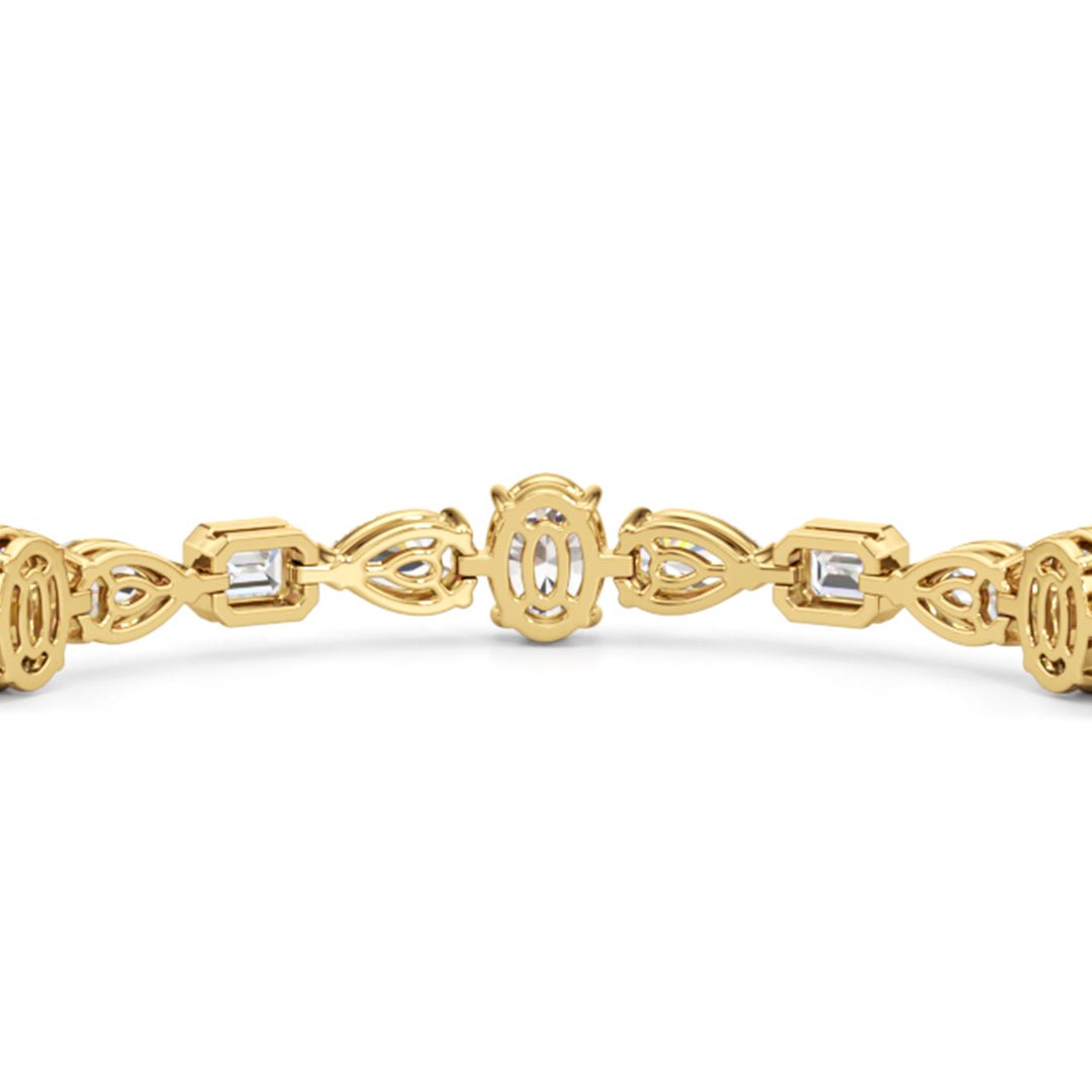Pear Oval Sequenced with Bezeled Emerald Tennis Bracelet - Lotus Diamond