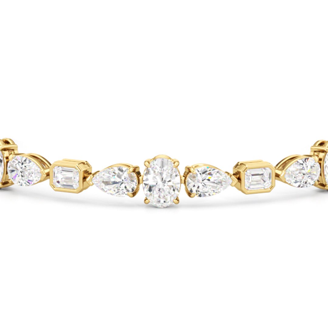 Pear Oval Sequenced with Bezeled Emerald Tennis Bracelet - Lotus Diamond