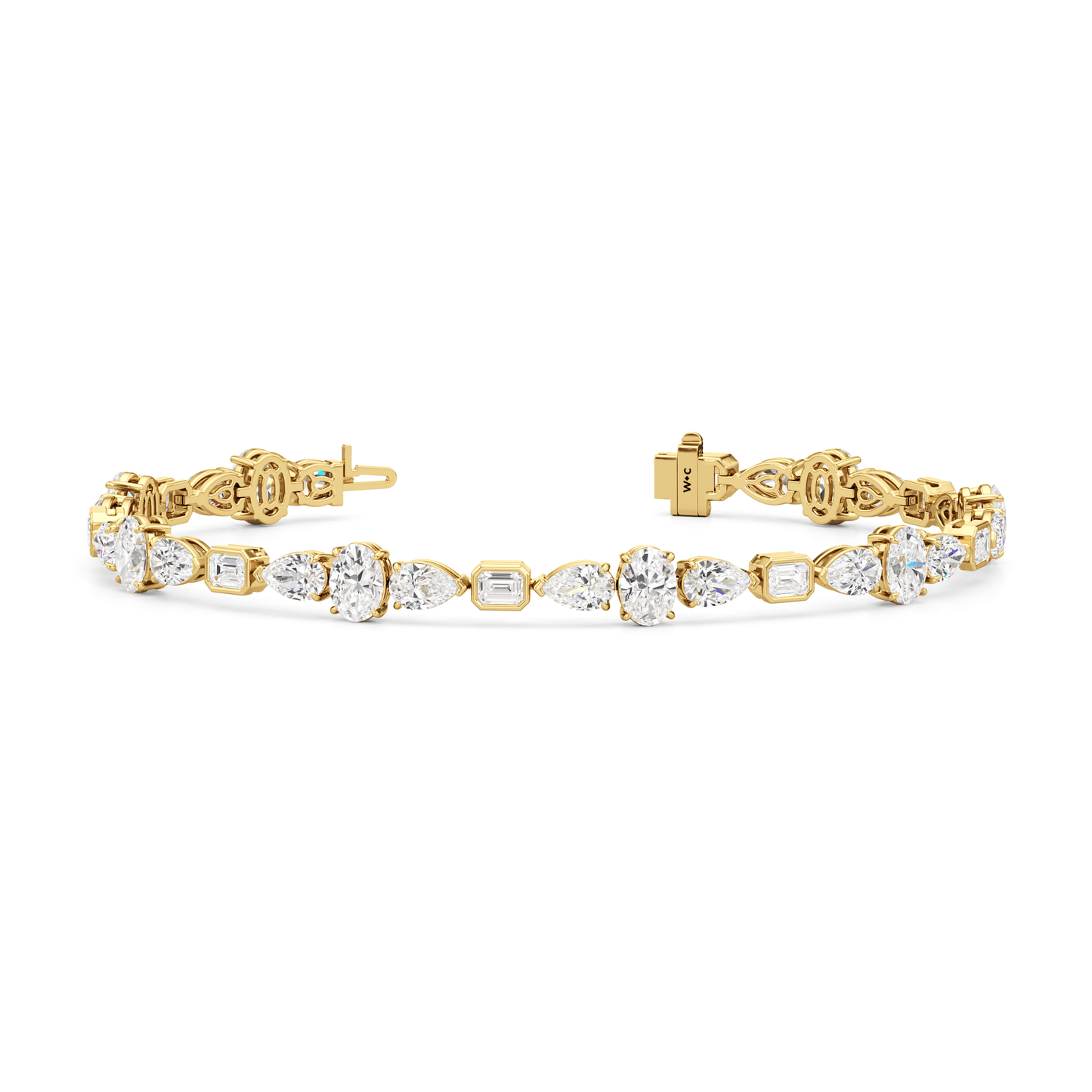 Pear Oval Sequenced with Bezeled Emerald Tennis Bracelet - Lotus Diamond