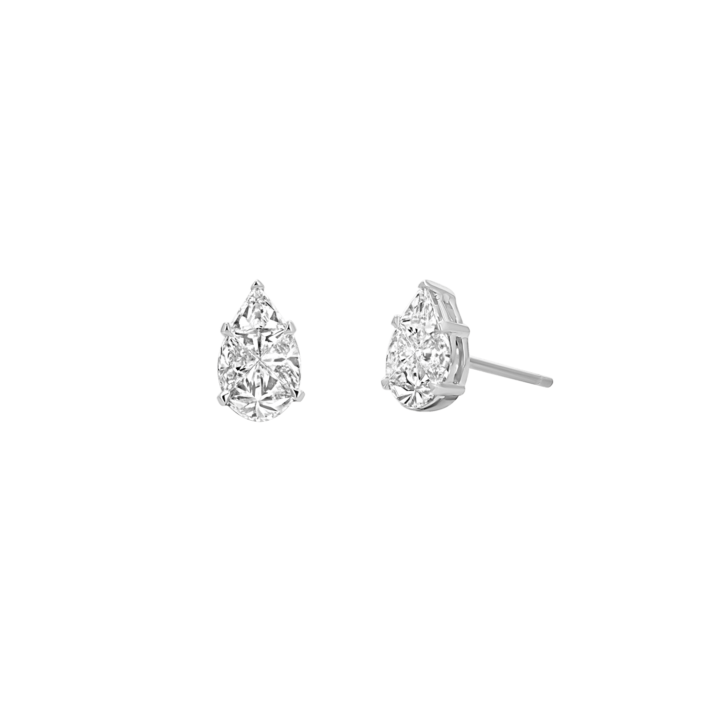 Pear Shape Illusion Set Diamond Stud Earrings - Lotus Diamond
