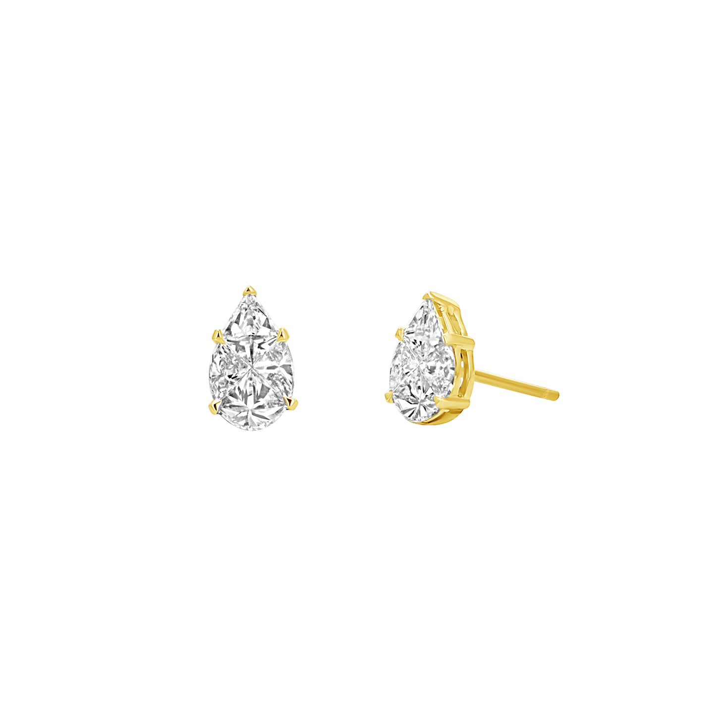 Pear Shape Illusion Set Diamond Stud Earrings - Lotus Diamond