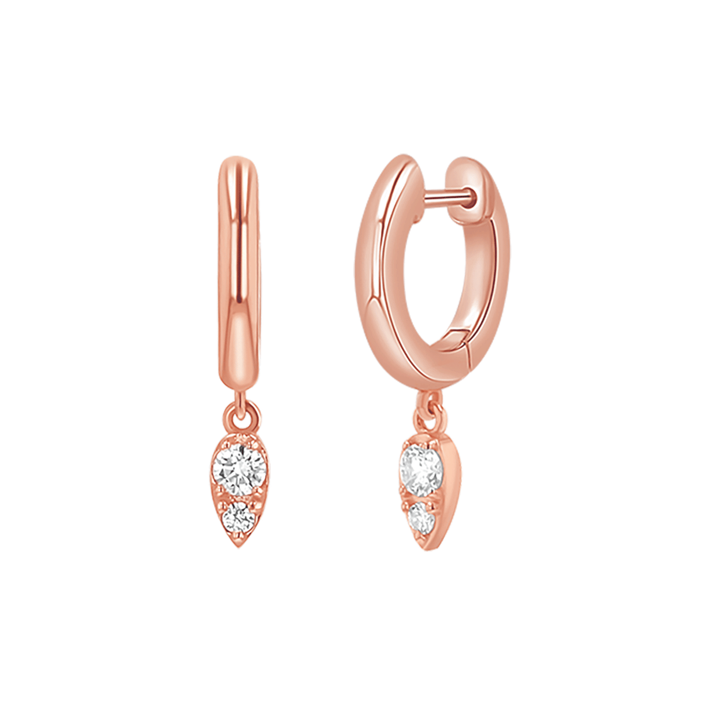 Pear Shaped Diamond Charm Drop Huggies - Lotus Diamond