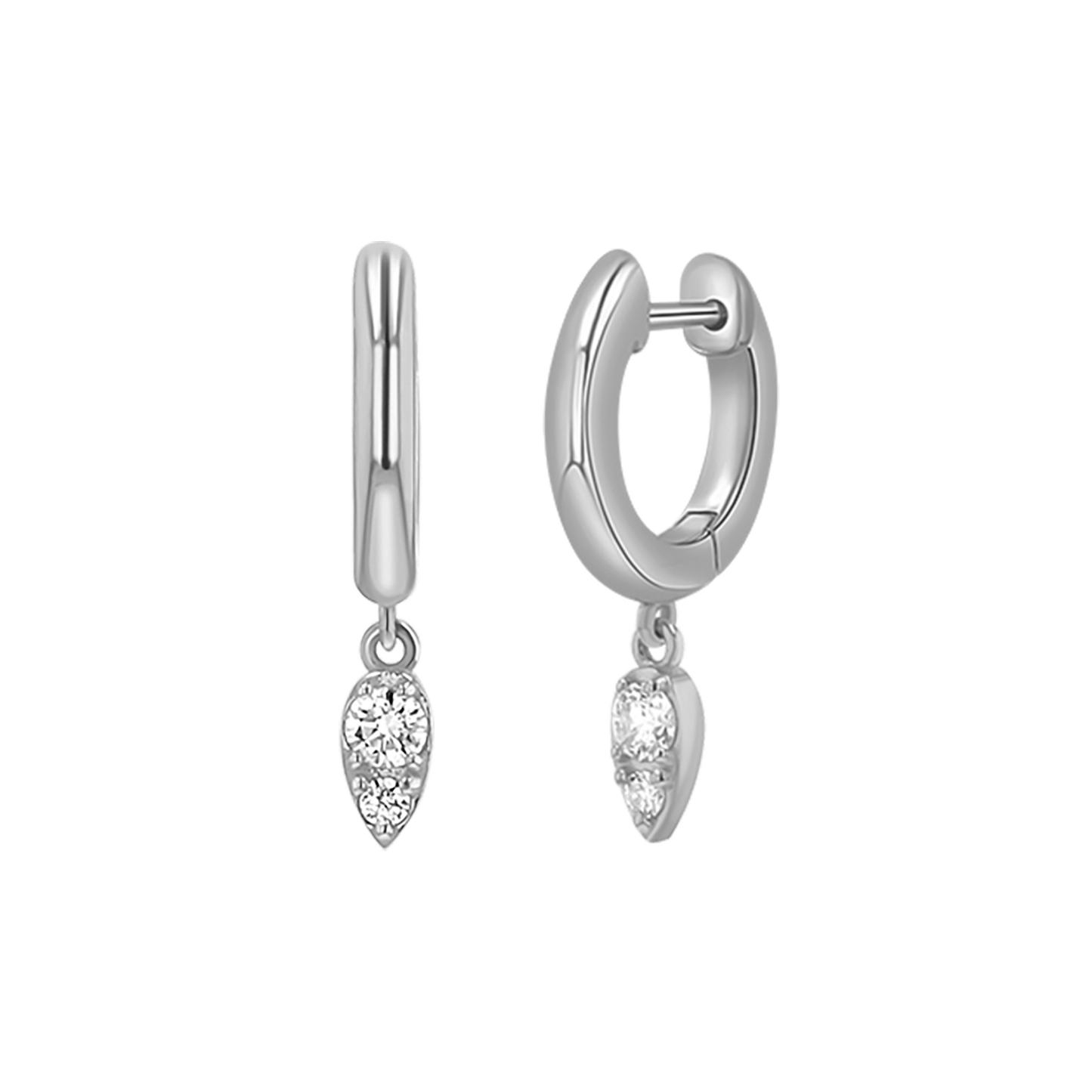 Pear Shaped Diamond Charm Drop Huggies - Lotus Diamond