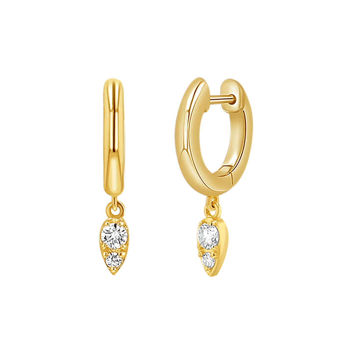 Pear Shaped Diamond Charm Drop Huggies - Lotus Diamond