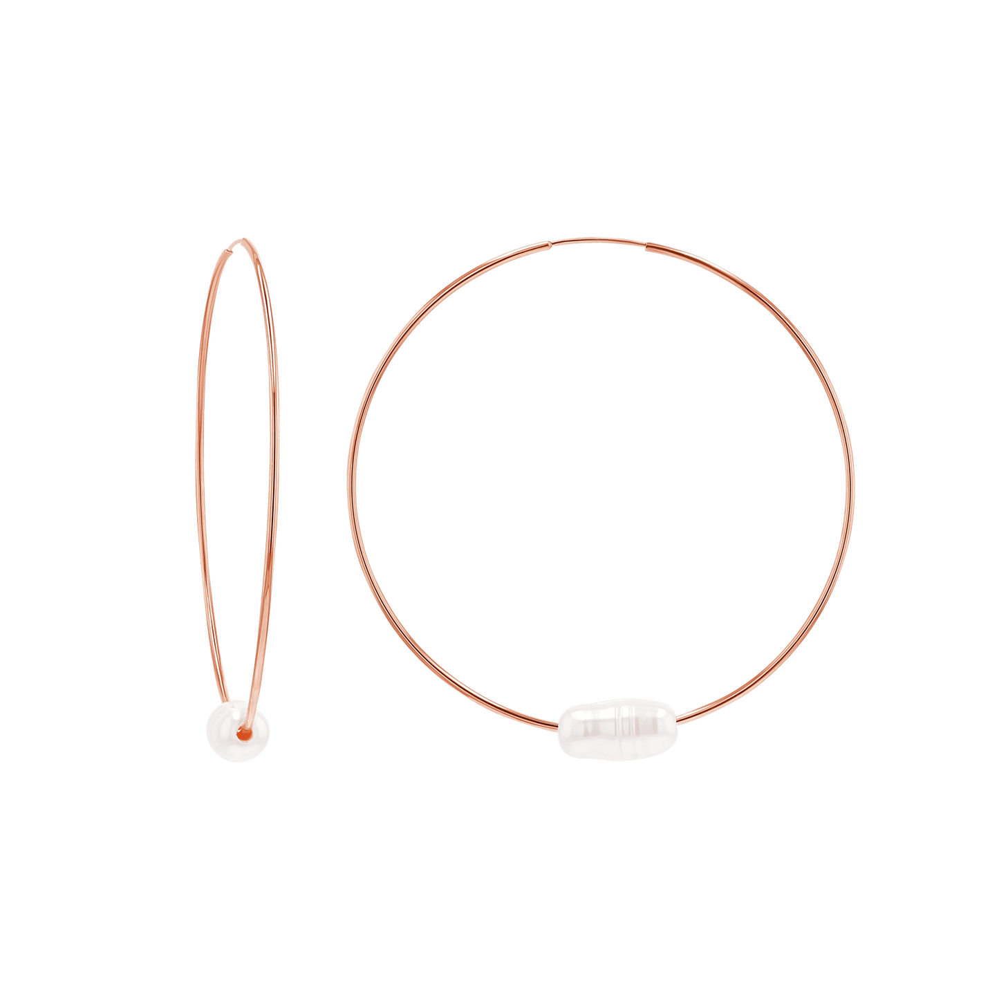 Pearl Accent Endless Hoop Earrings - Lotus Diamond