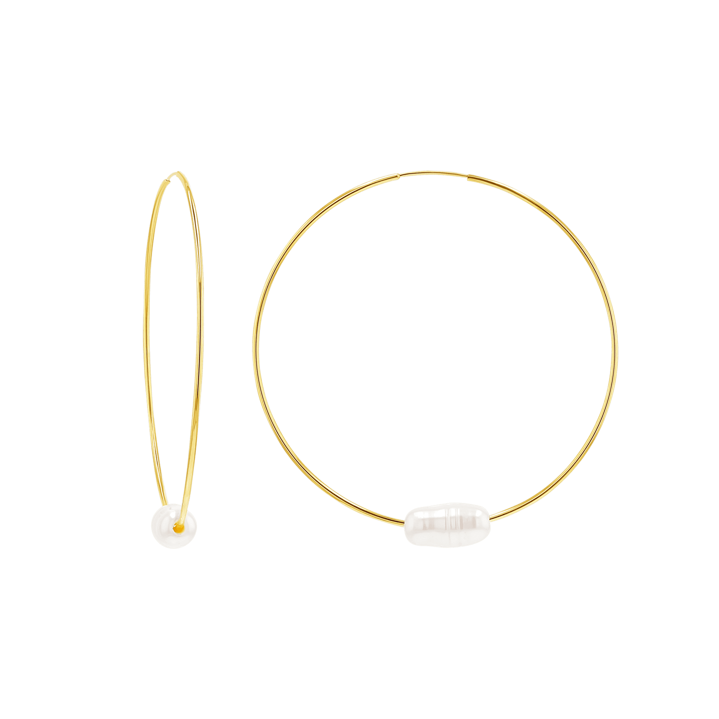 Pearl Accent Endless Hoop Earrings - Lotus Diamond