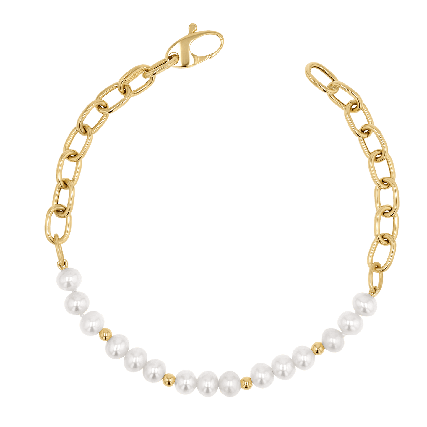 Pearl and Chain Link Bracelet - Lotus Diamond