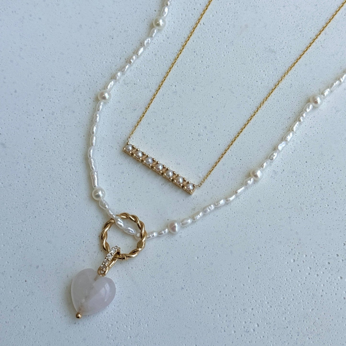 Pearl Bar Necklace - Lotus Diamond