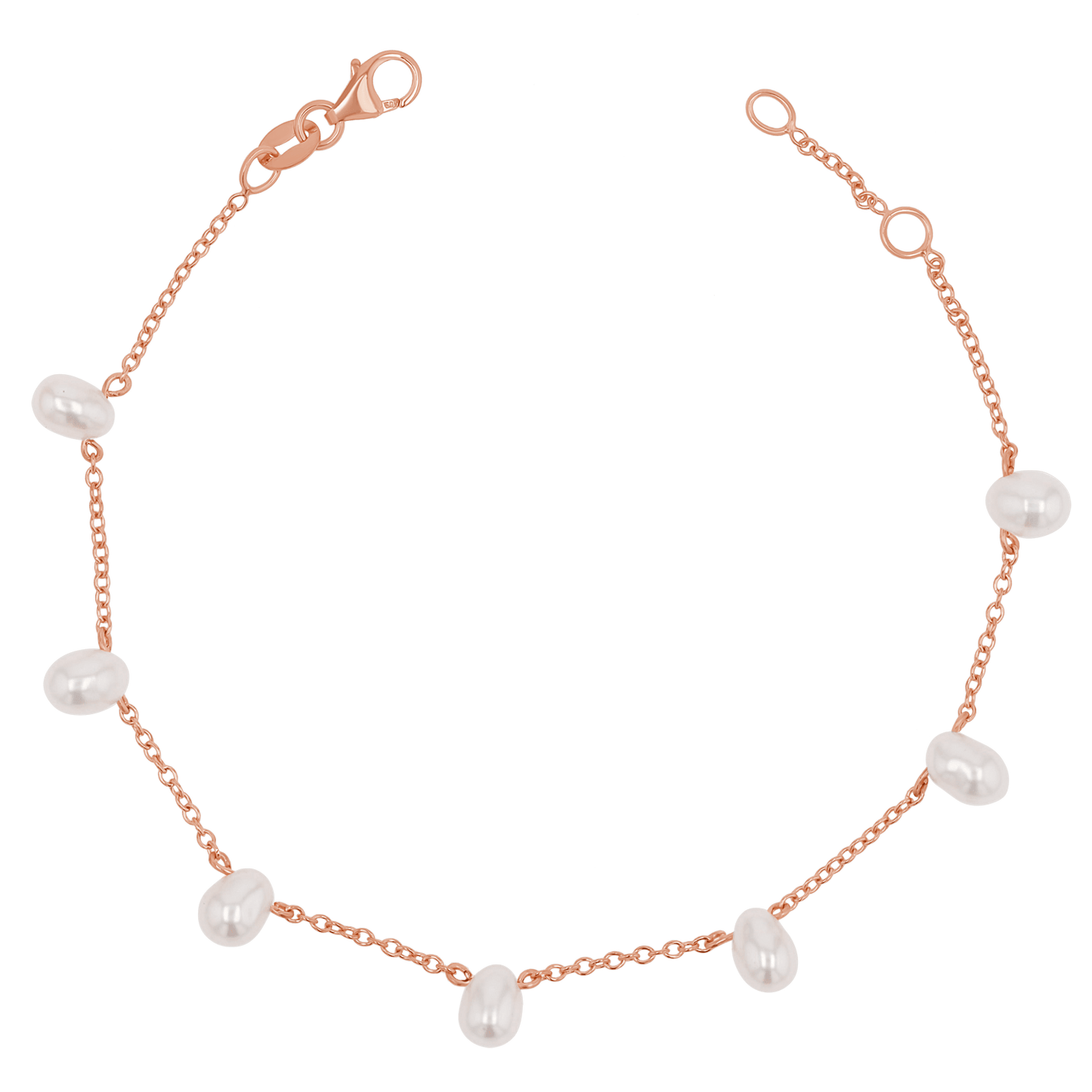 Pearl Drop Station Bracelet - Lotus Diamond