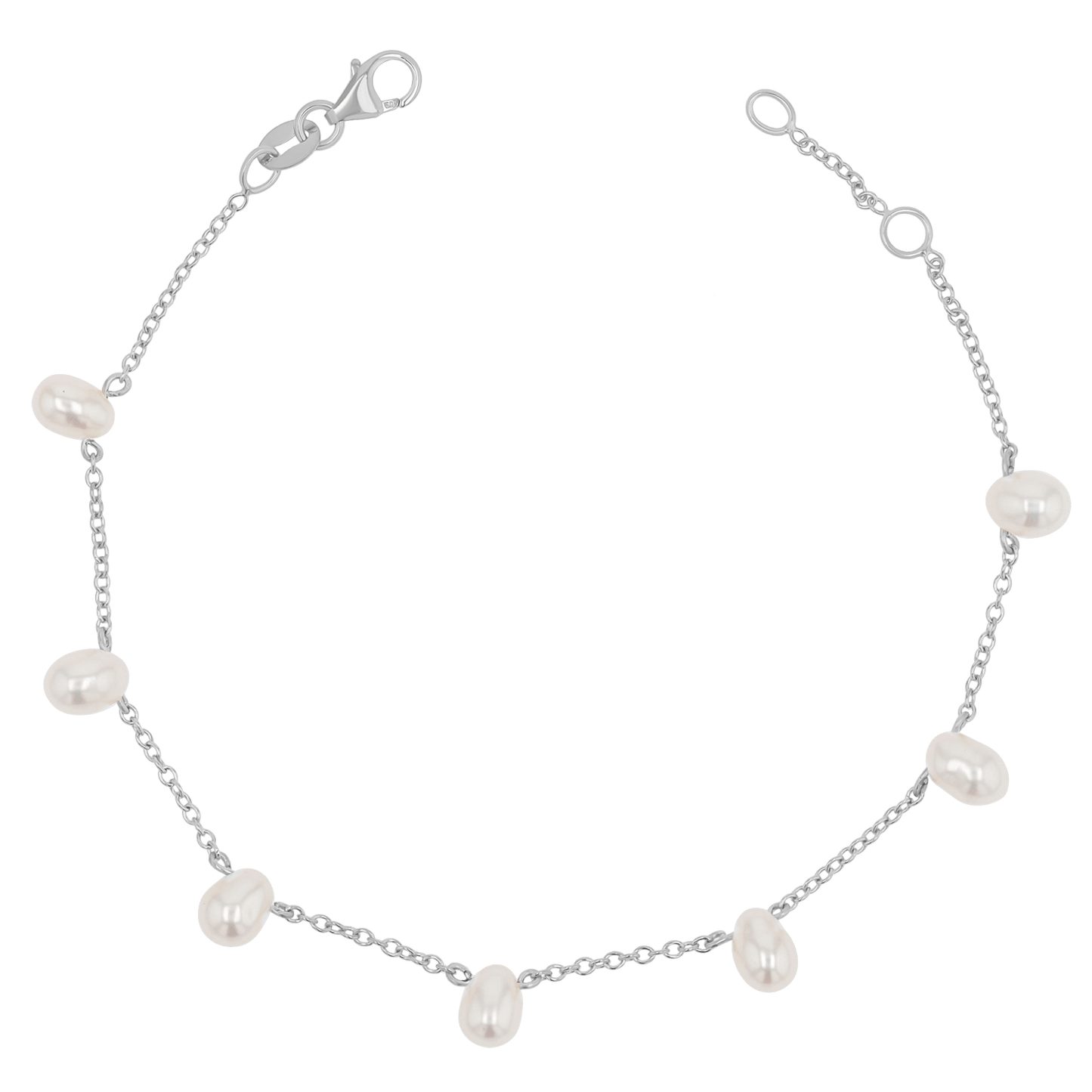 Pearl Drop Station Bracelet - Lotus Diamond
