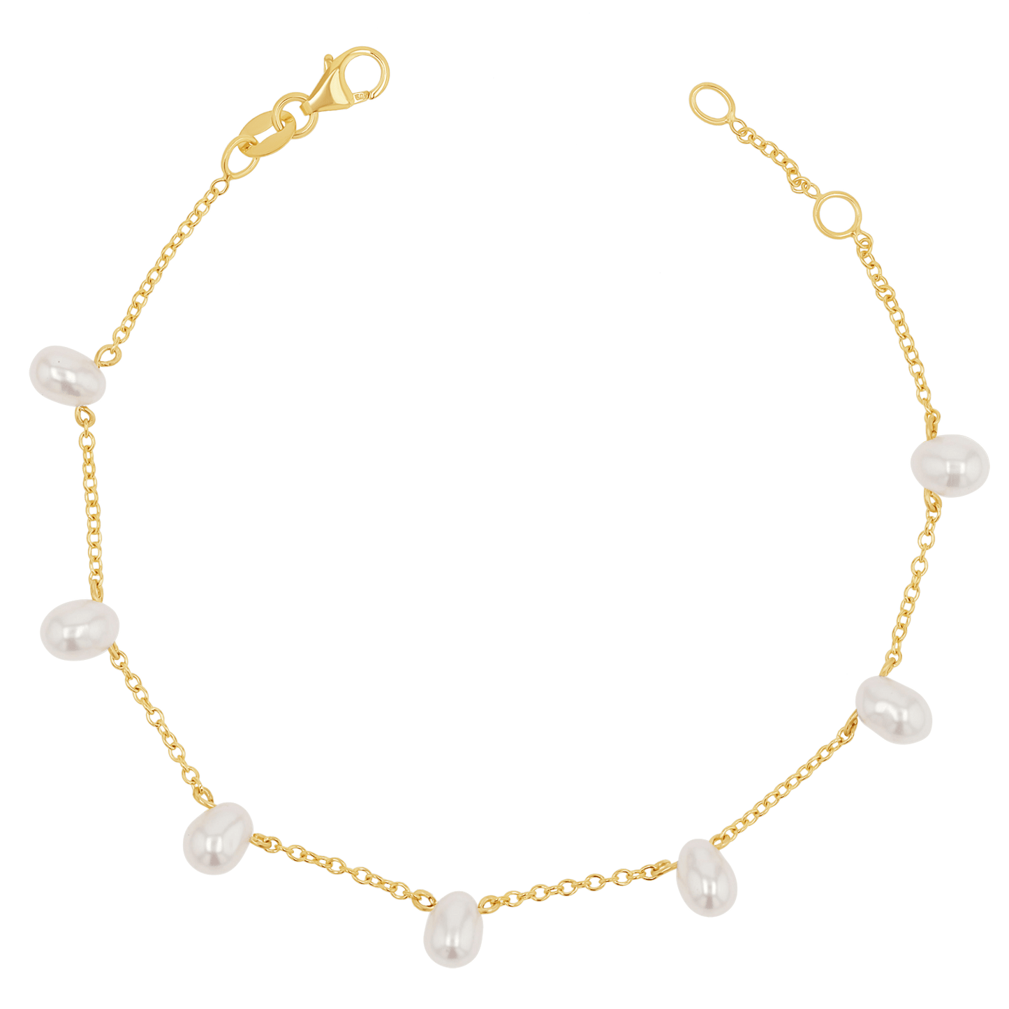 Pearl Drop Station Bracelet - Lotus Diamond