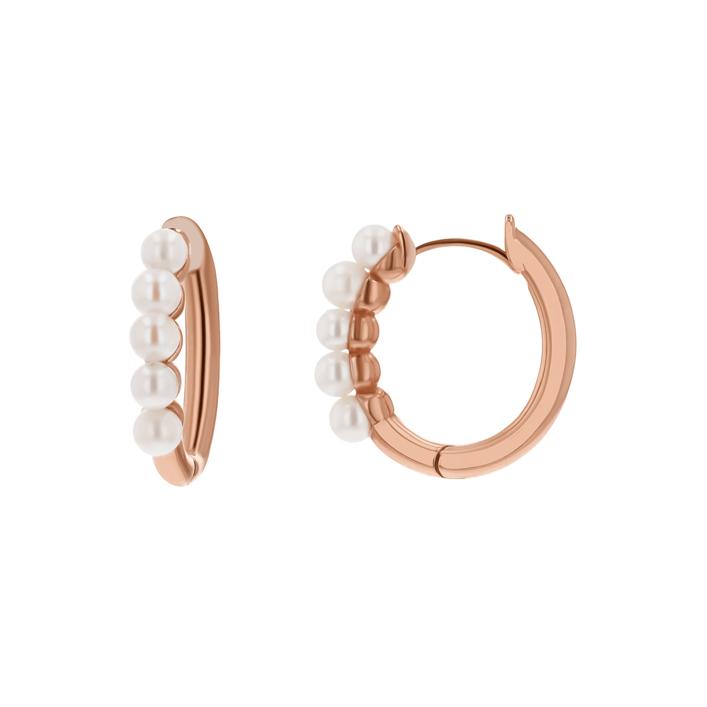 Pearl Huggies Hoop Earrings - Lotus Diamond