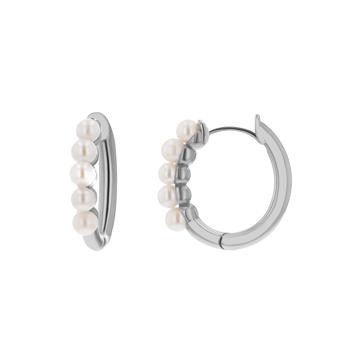 Pearl Huggies Hoop Earrings - Lotus Diamond