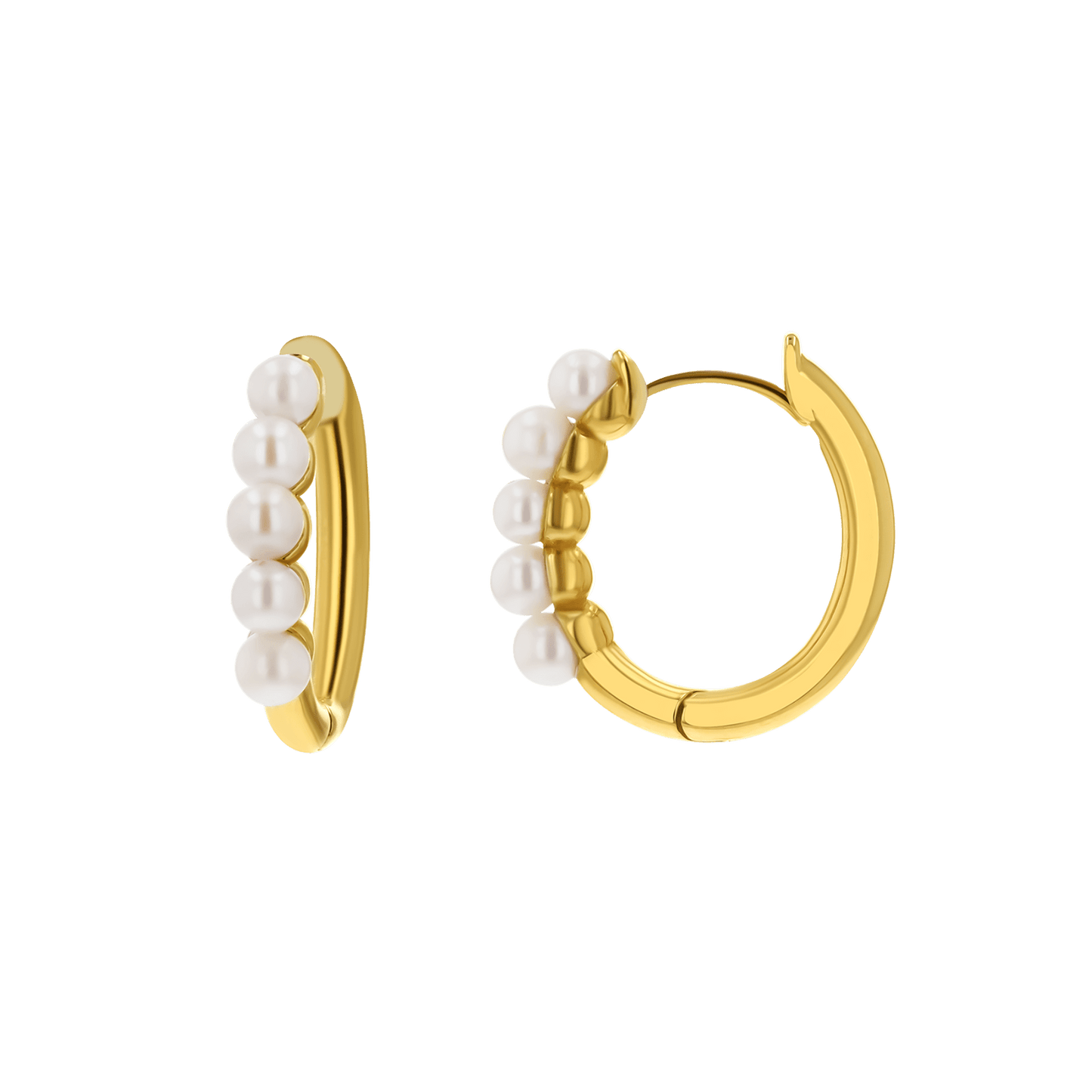 Pearl Huggies Hoop Earrings - Lotus Diamond