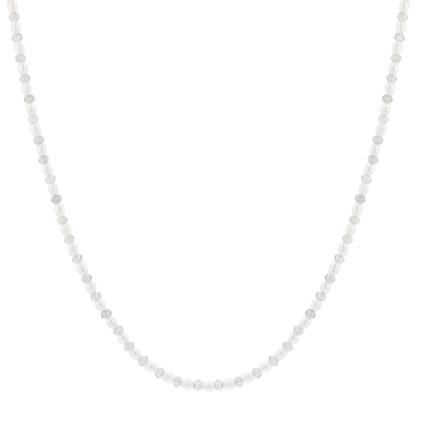 Pearl & Labradorite Strand Necklace - Lotus Diamond