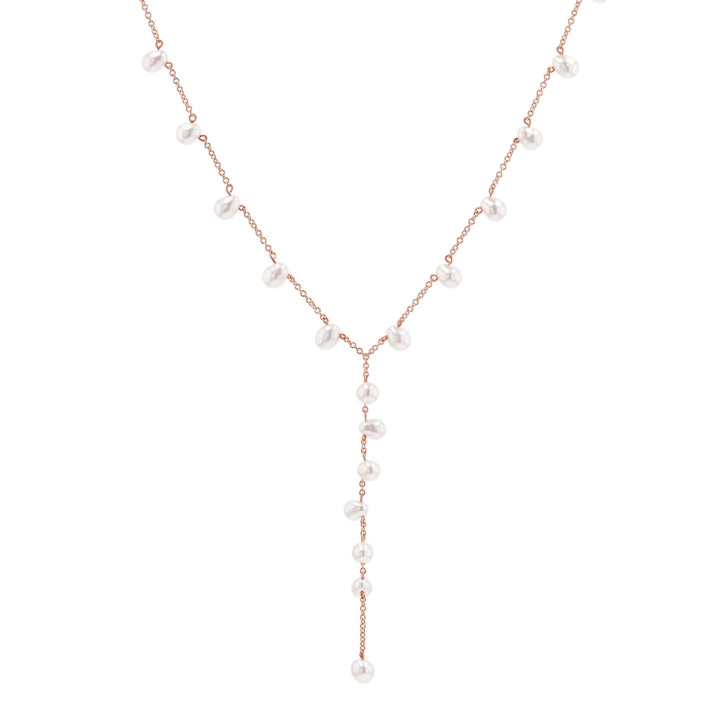 Pearl Lariat Y Chain Necklace - Lotus Diamond