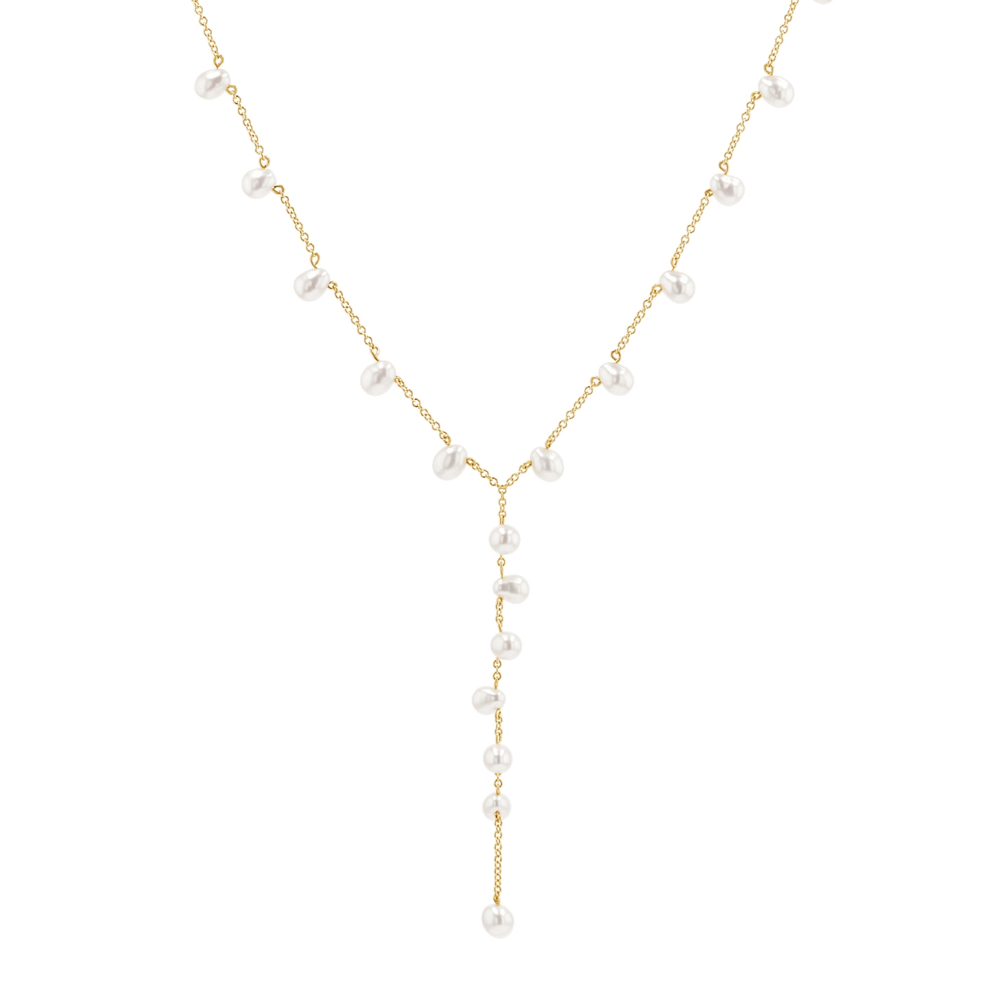 Pearl Lariat Y Chain Necklace - Lotus Diamond