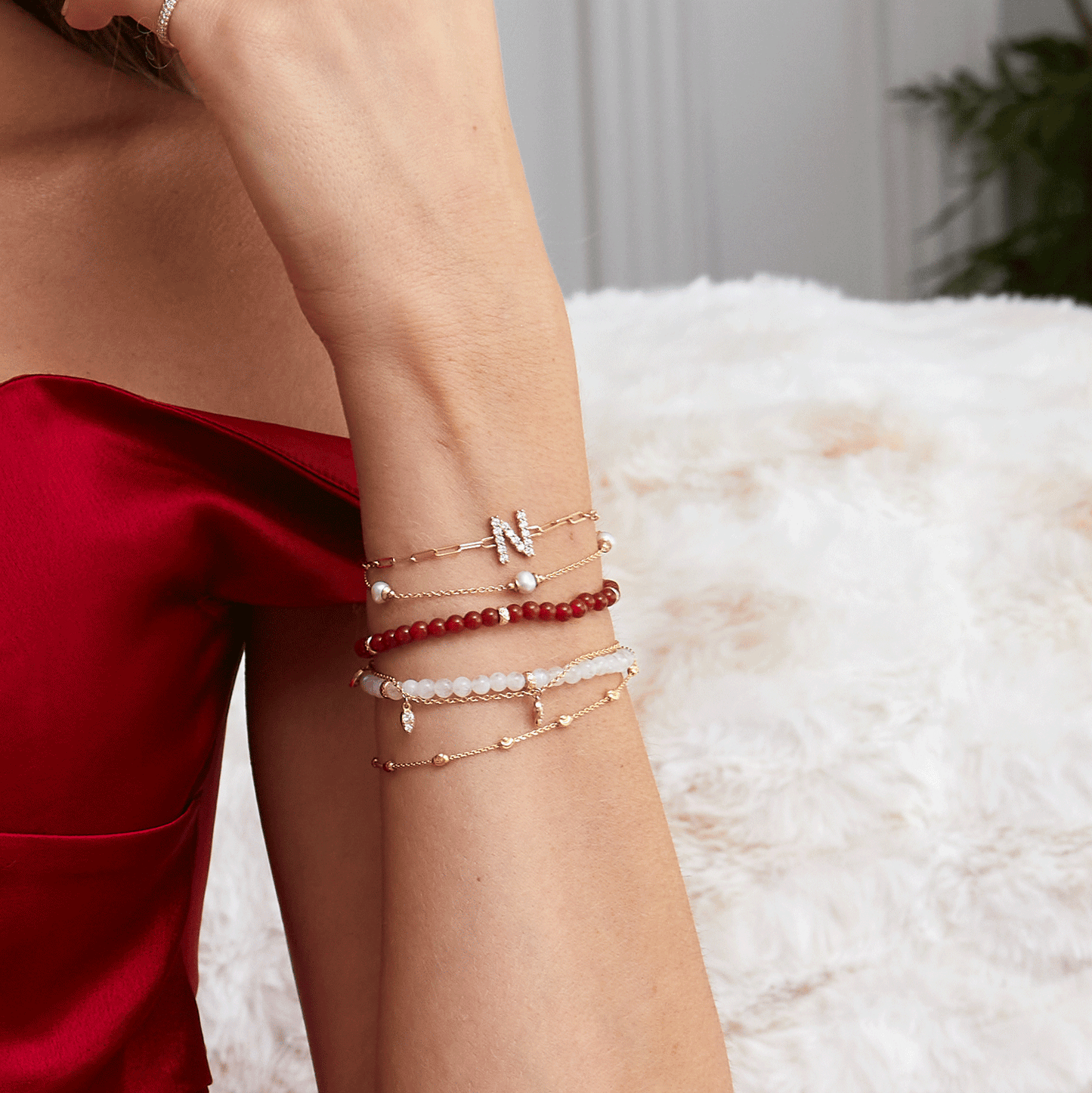 Pearl Station Bracelet - Lotus Diamond