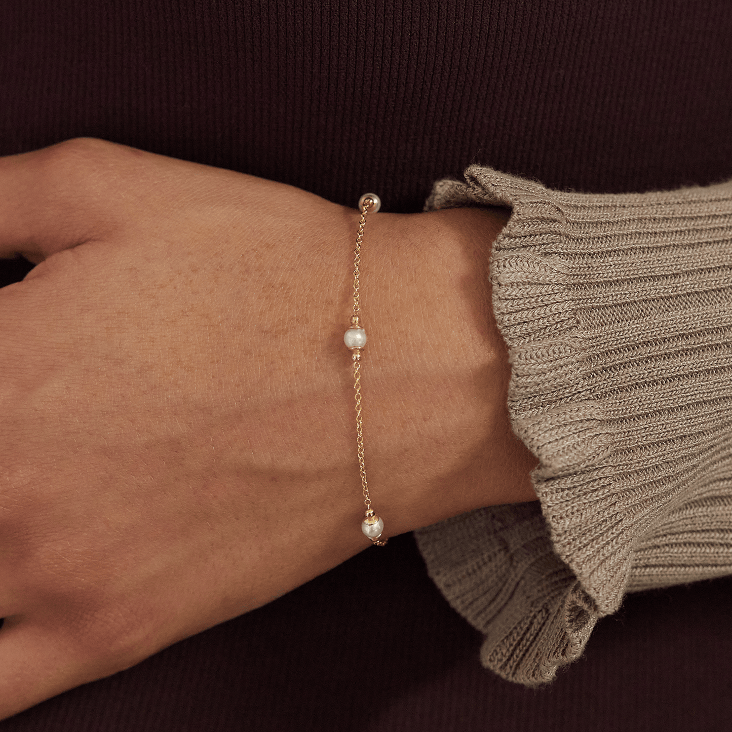 Pearl Station Bracelet - Lotus Diamond
