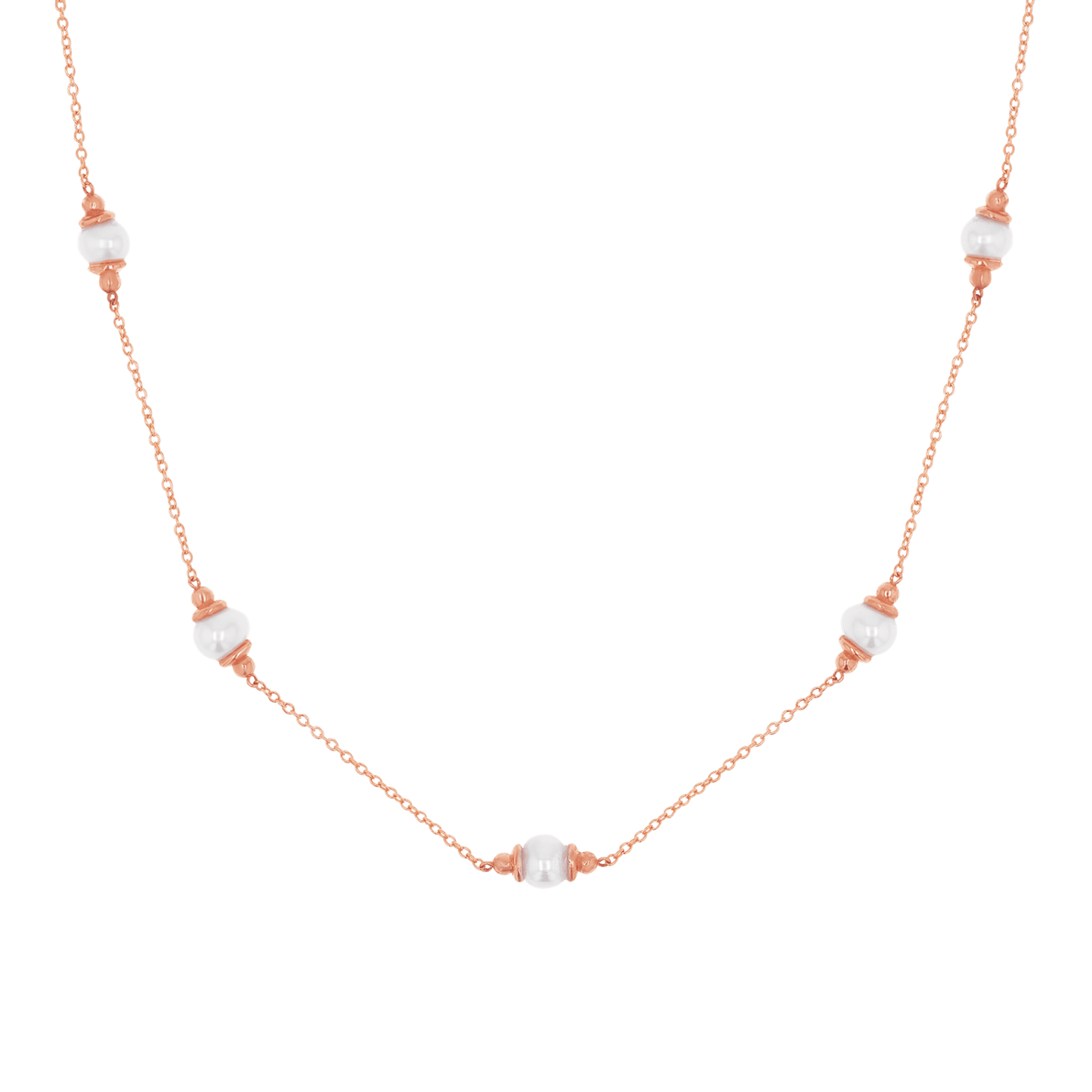 Pearl Station Necklace - Lotus Diamond