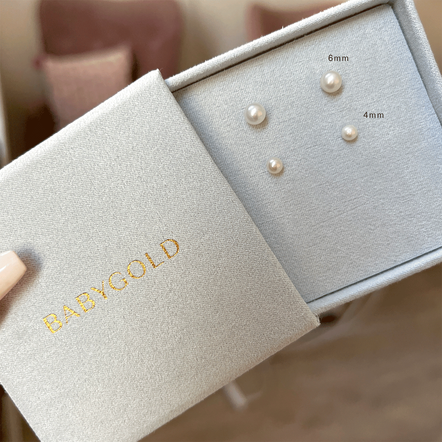 Pearl Stud Earrings - Lotus Diamond