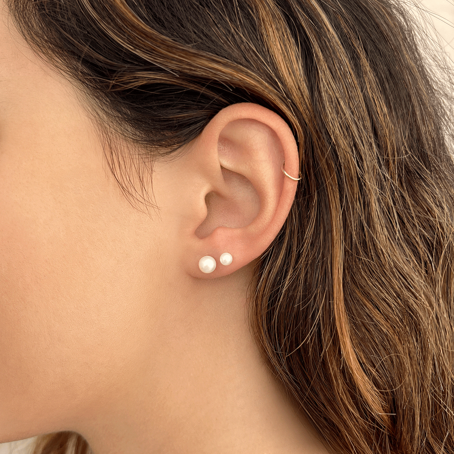 Pearl Stud Earrings - Lotus Diamond