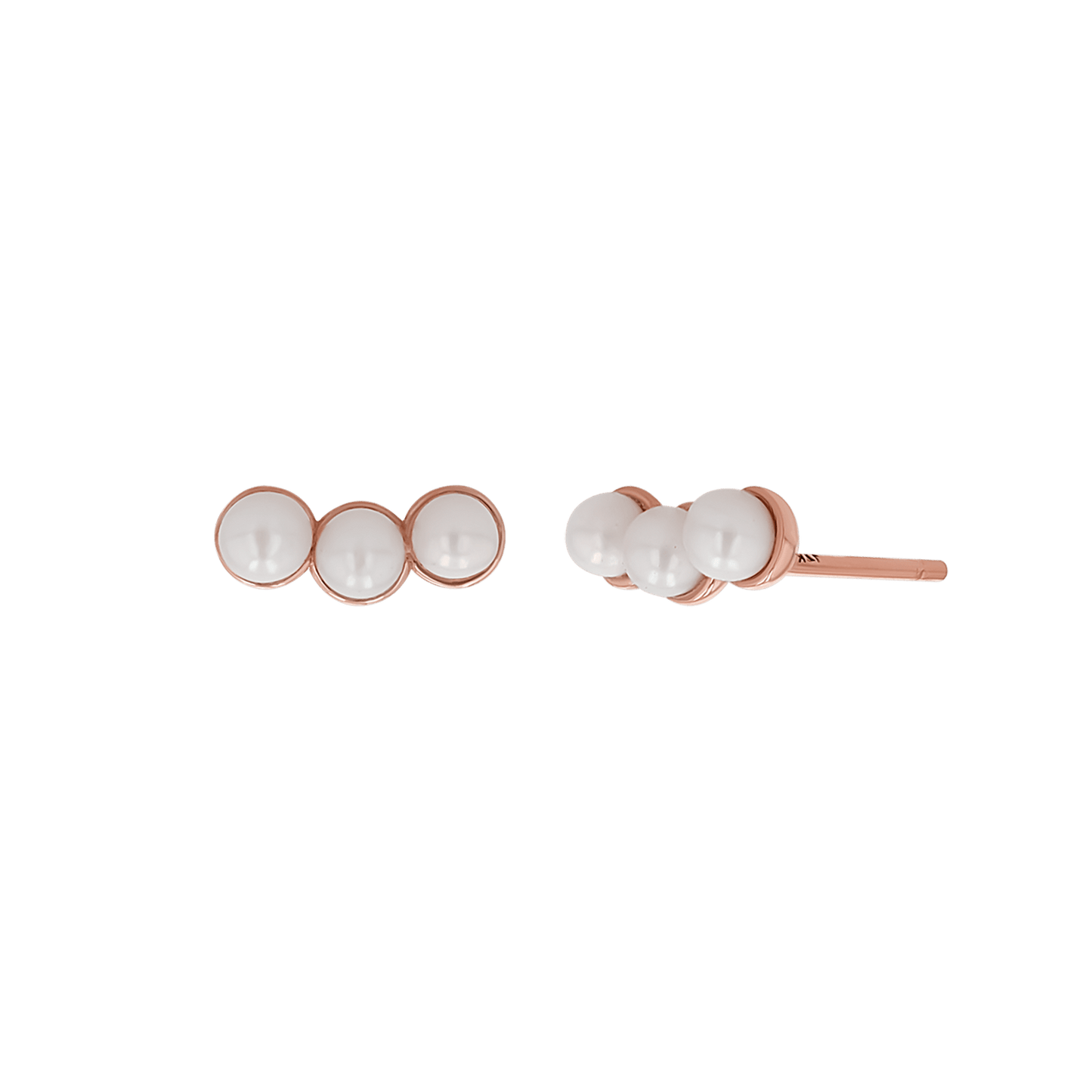 Pearl Trio Stud Earrings - Lotus Diamond