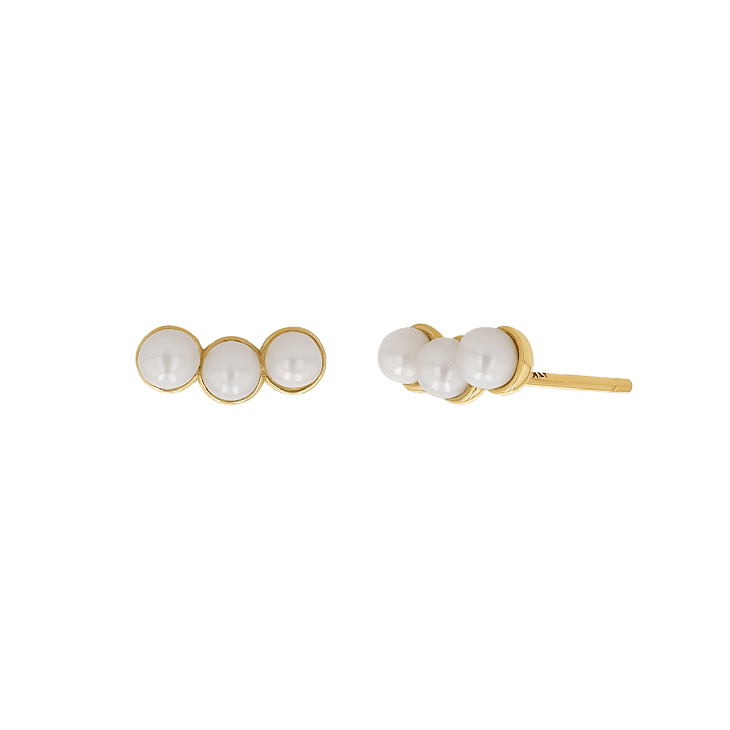Pearl Trio Stud Earrings - Lotus Diamond