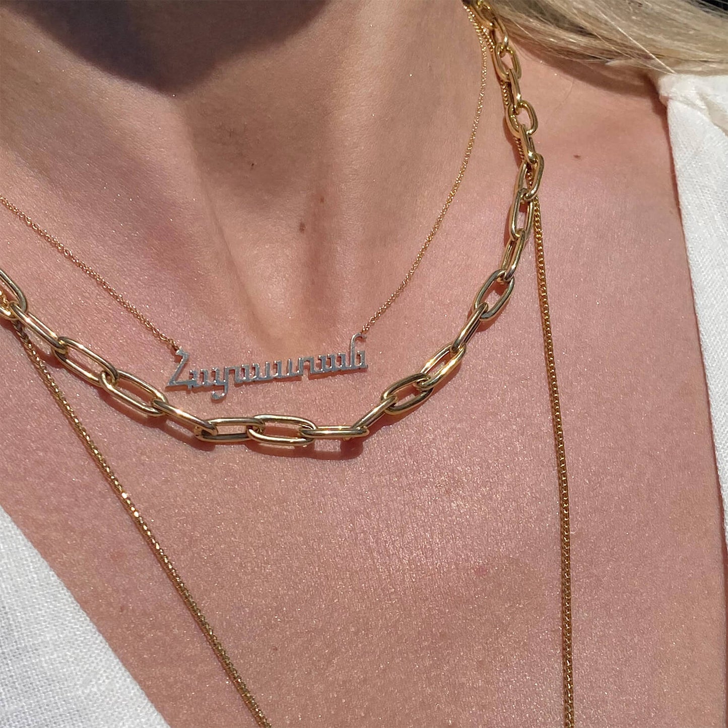 Personalized Armenian Letter Name Necklace - Lotus Diamond