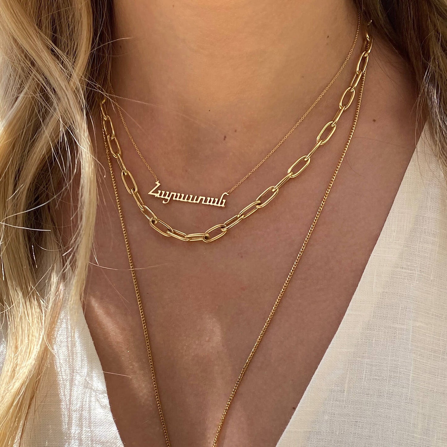 Personalized Armenian Letter Name Necklace - Lotus Diamond