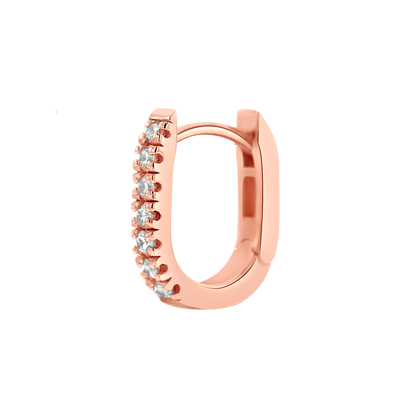 Petit Diamond U - Pave Paper Clip Huggie Earrings - Lotus Diamond