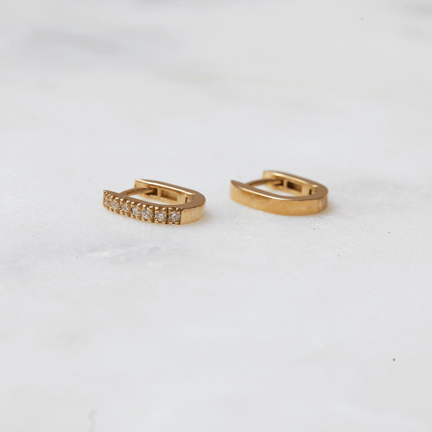 Petit Diamond U - Pave Paper Clip Huggie Earrings - Lotus Diamond