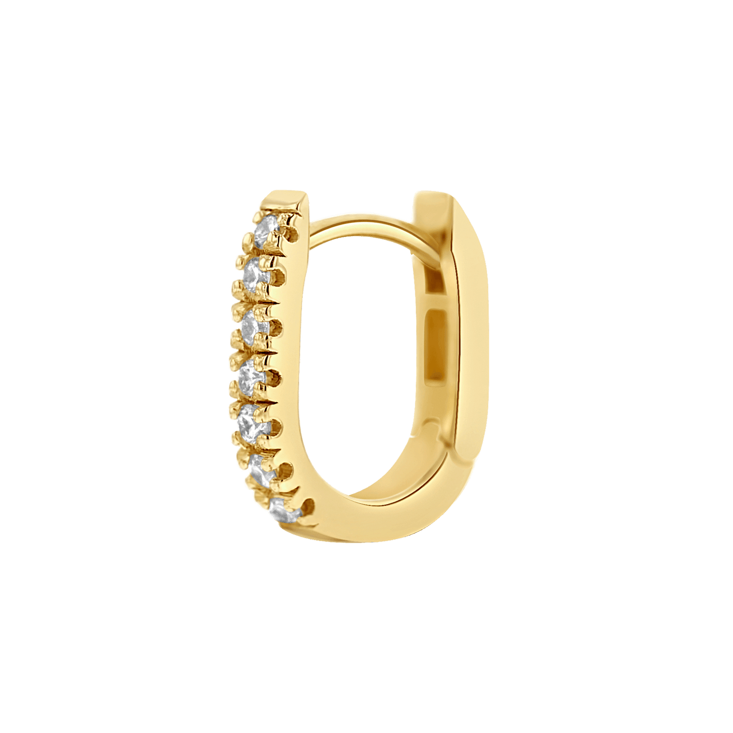 Petit Diamond U - Pave Paper Clip Huggie Earrings - Lotus Diamond