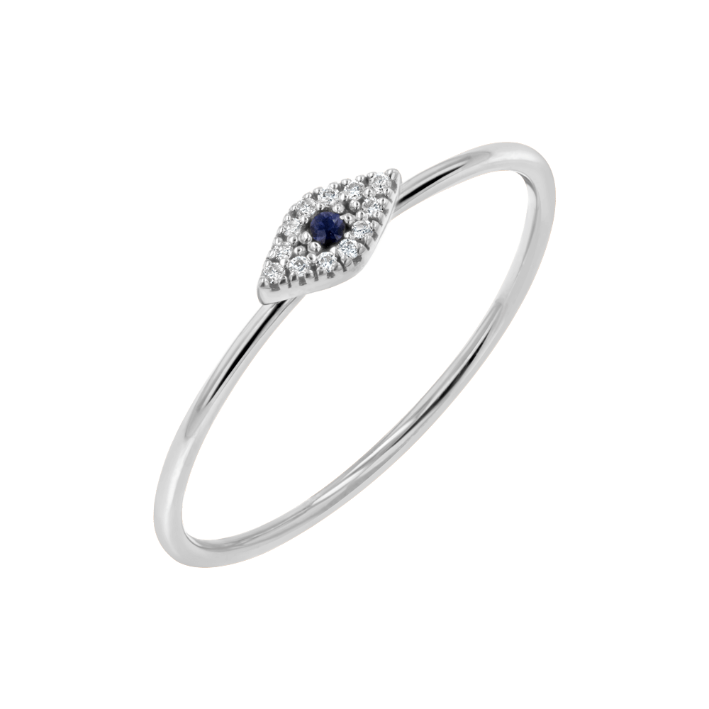 Petit Evil Eye Diamond Ring - Lotus Diamond