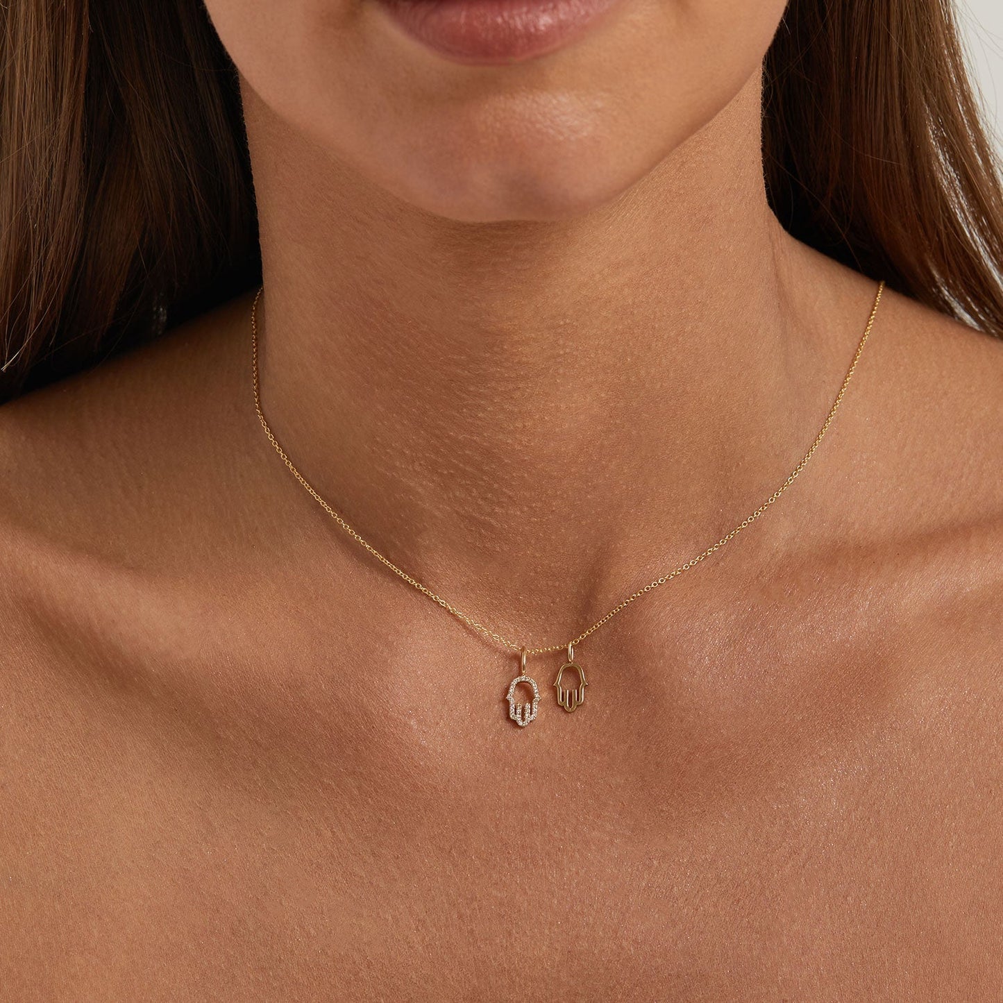 Petit Hamsa Charm - Lotus Diamond