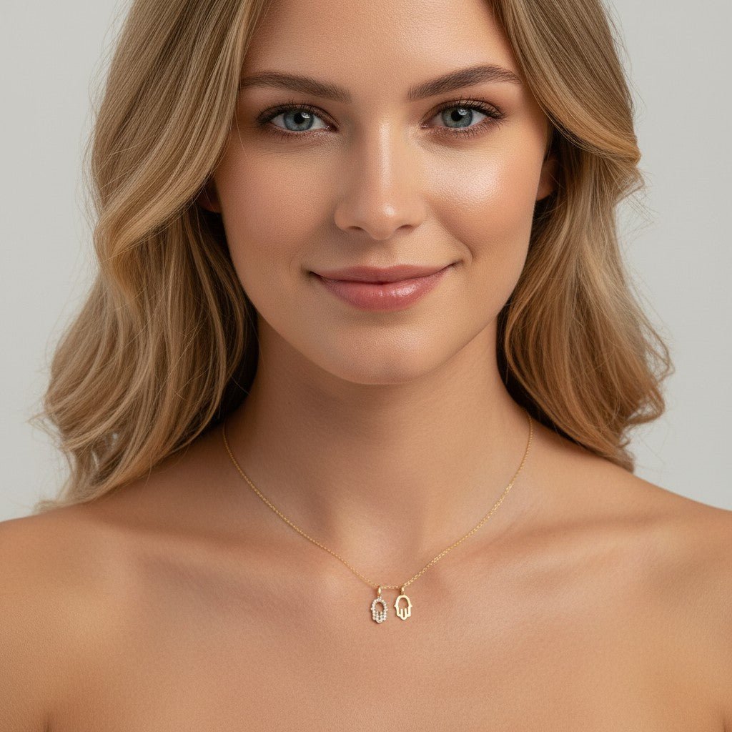 Petit Hamsa Charm - Lotus Diamond
