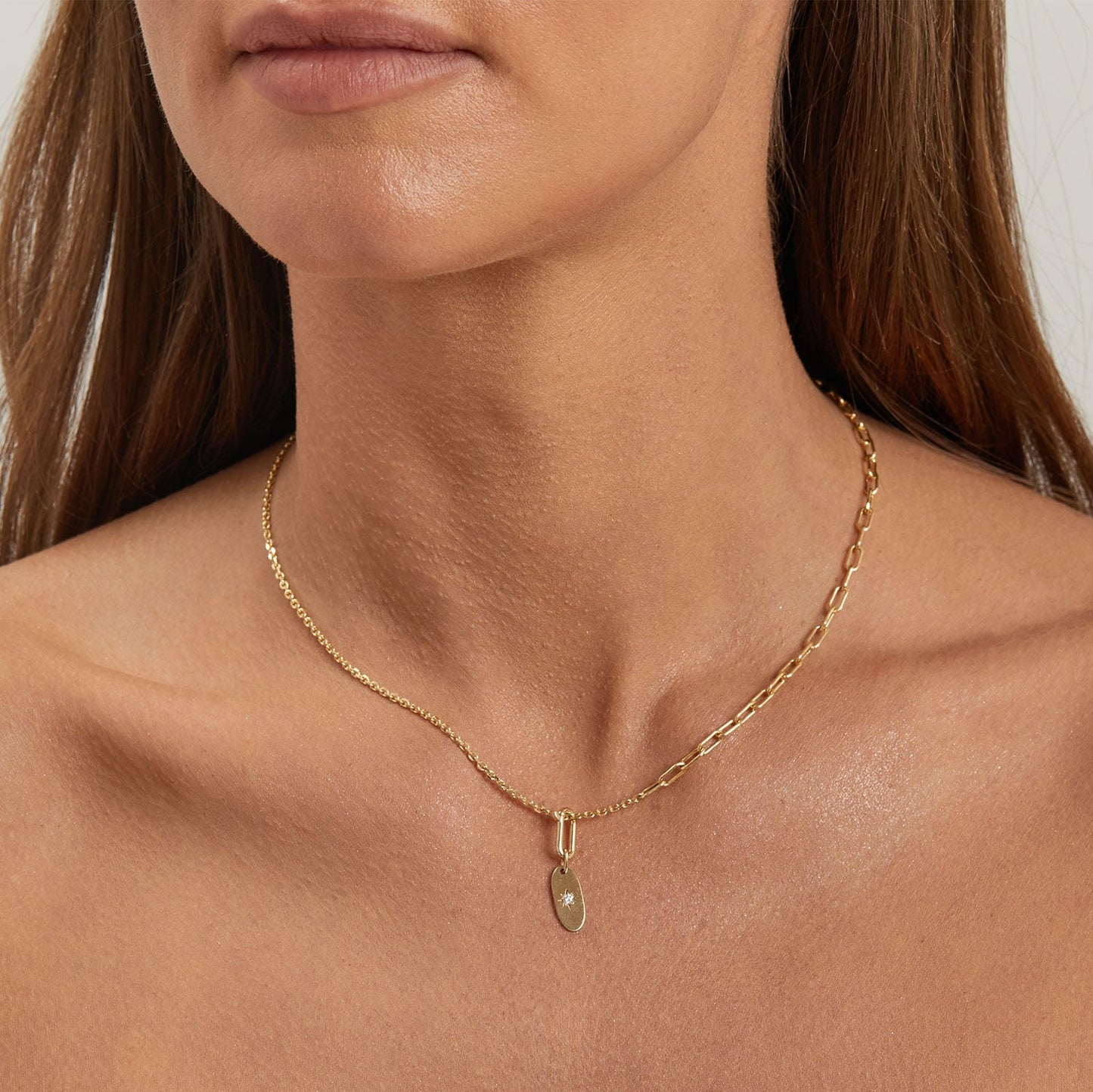 Petit Paper Clip Charm Connector - Lotus Diamond