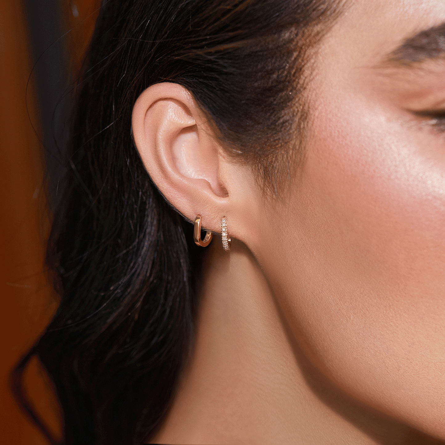 Petit Paper Clip Huggie Hoop Earrings - Lotus Diamond