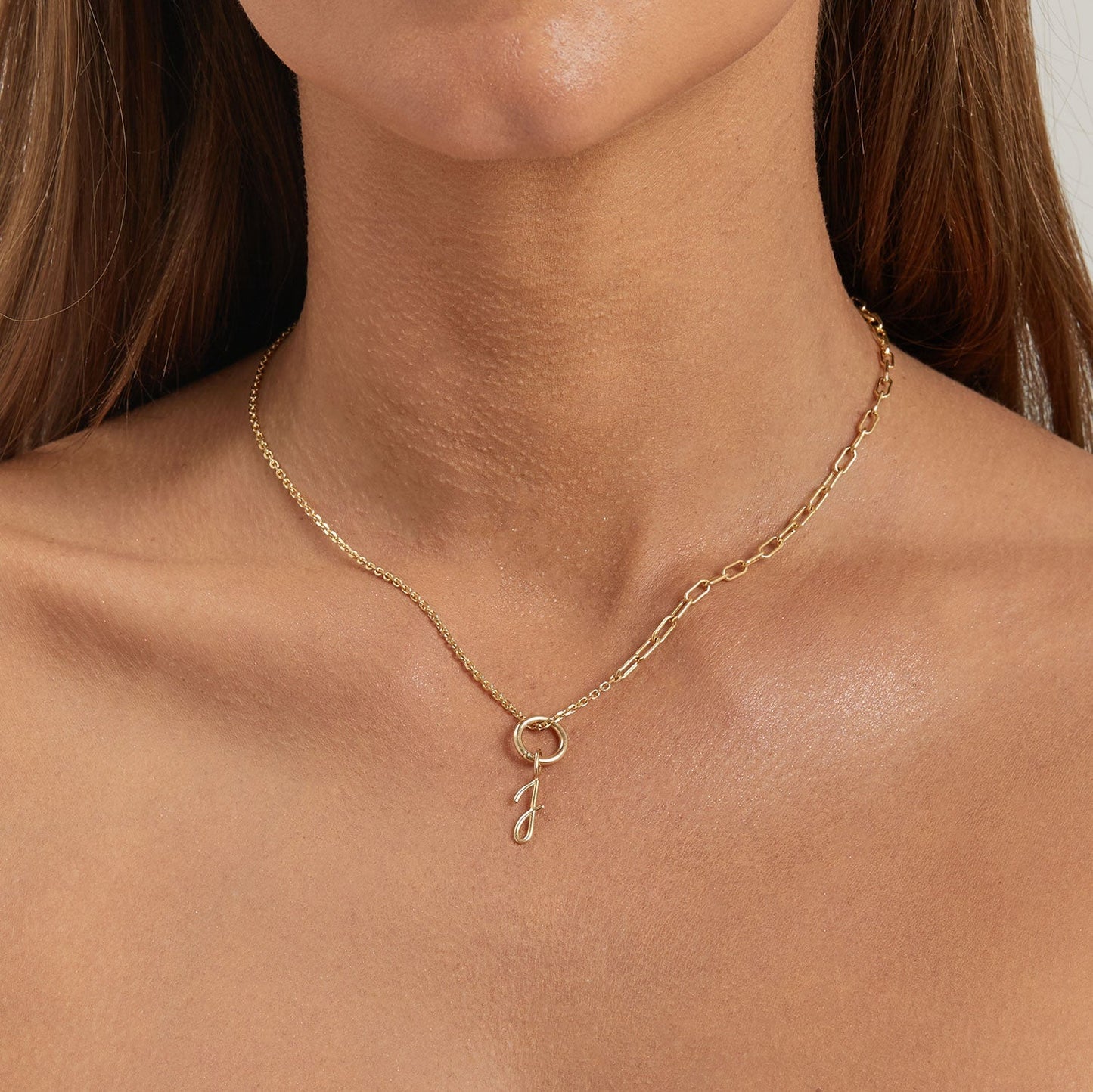 Petit Round Connector Charm Clasp - Lotus Diamond