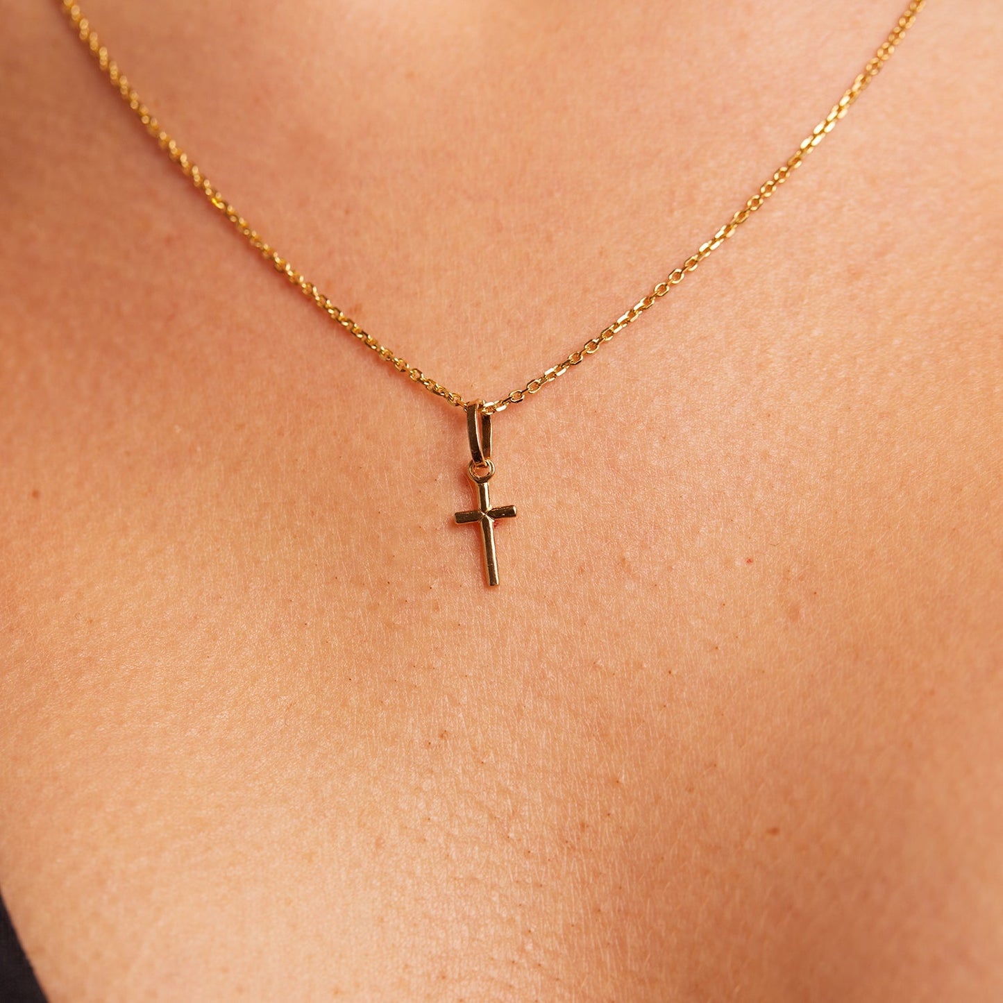 Petite Cross Charm - Lotus Diamond